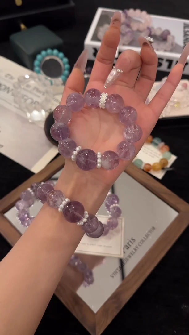 合金手链水晶紫兔毛x3592