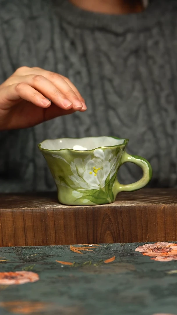 杯釉下彩手工手绘同款陶器