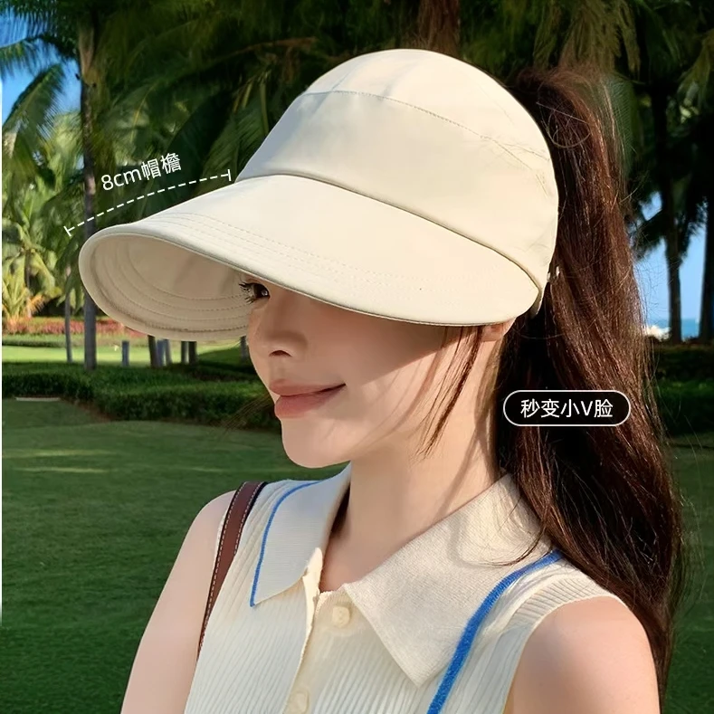 HI可扎高马尾遮阳渔夫帽防紫外线防晒爆款空顶速干遮阳帽户外运动