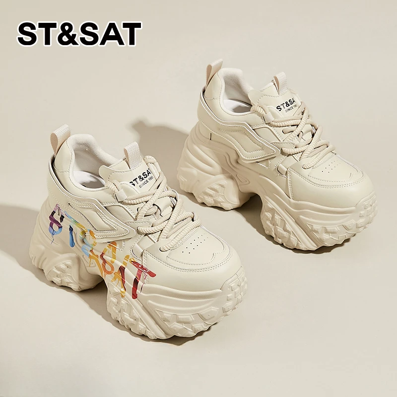 星期六品牌6CM厚底防滑老爹鞋女2025冬季爆款气质百搭时尚运动鞋