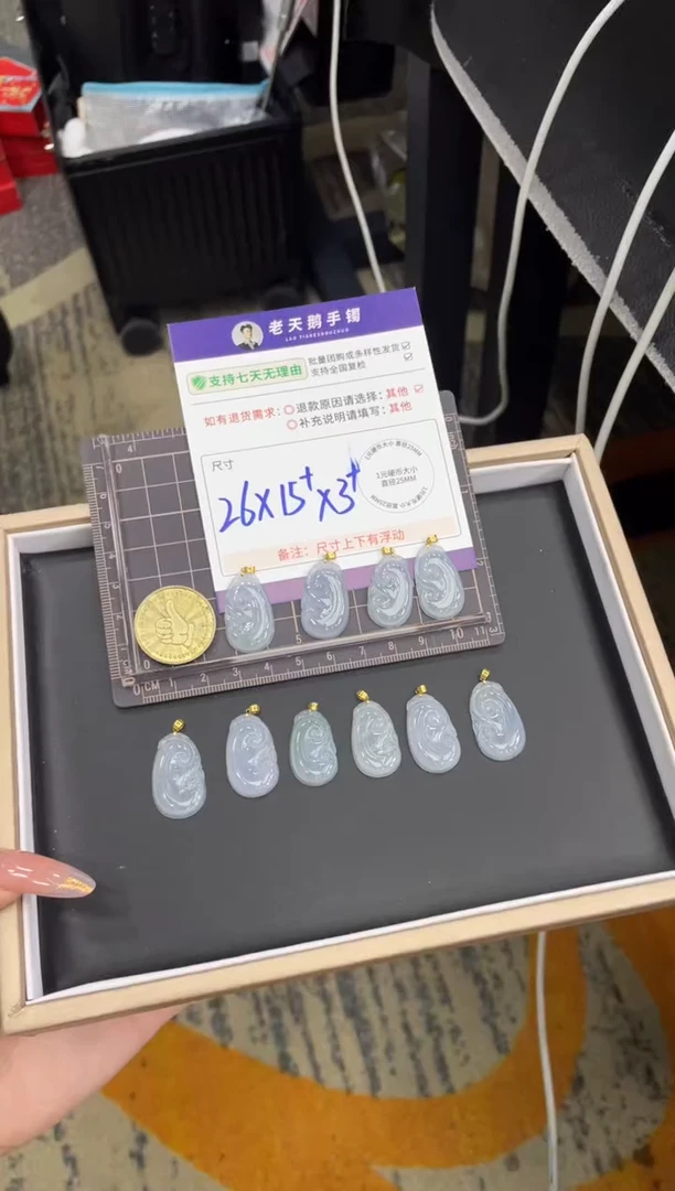 18K金镶嵌挂件翡翠如意FL6/多样性发其一CP配绳