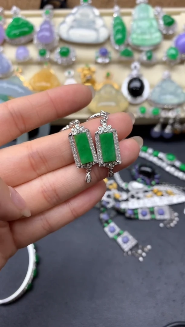 【闪购商品】翡翠耳饰18K金镶嵌420-中国好珍宝