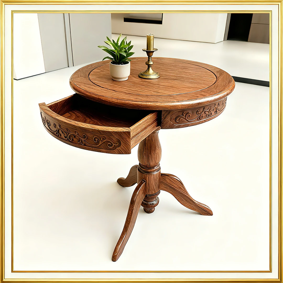 新中式刺猬紫檀小圆桌餐桌茶几古典轻奢雕花圆形小桌子简约客厅