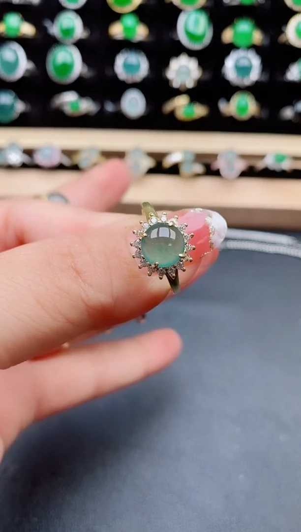 【闪购商品】翡翠戒指银S925镶嵌5080
