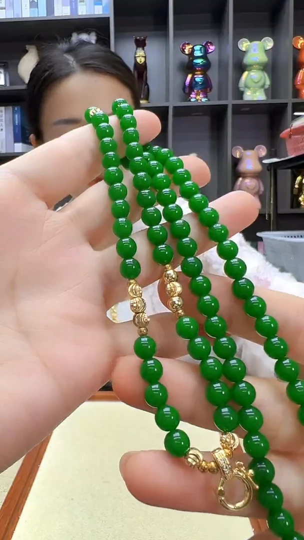 翡翠14K金镶嵌颈饰沉白diy劲饰