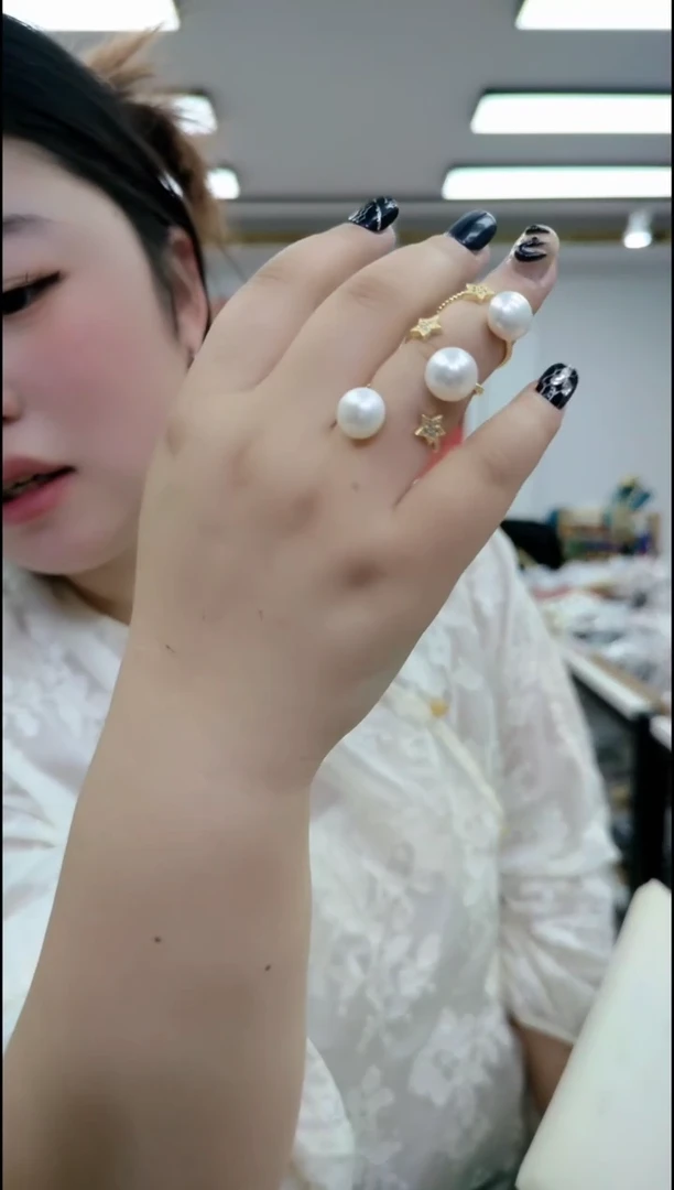 【闪购商品】淡水珍珠戒指合金0575白珍珠戒指