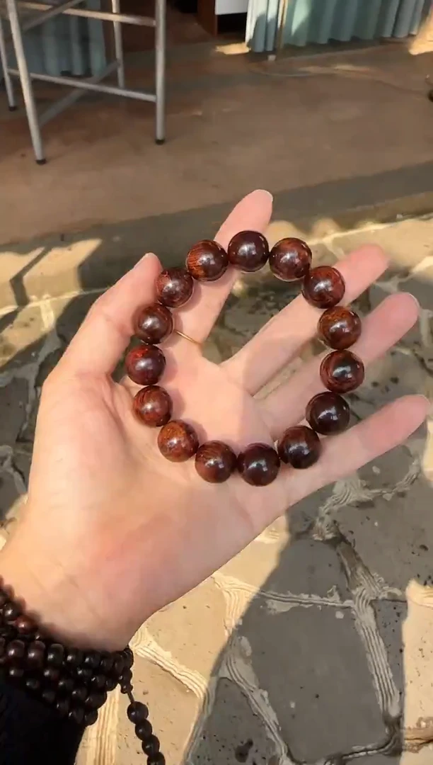 手串/手链黄花梨/降香黄檀1.5紫油梨水波纹土埋老料手串
