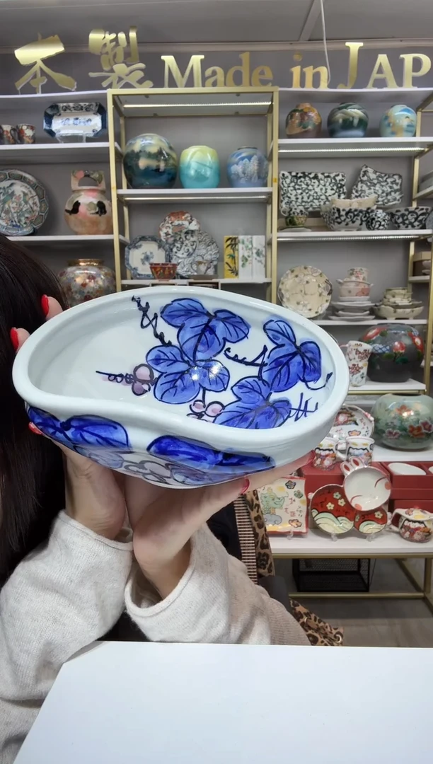 陶瓷不规则椭圆钵一只装