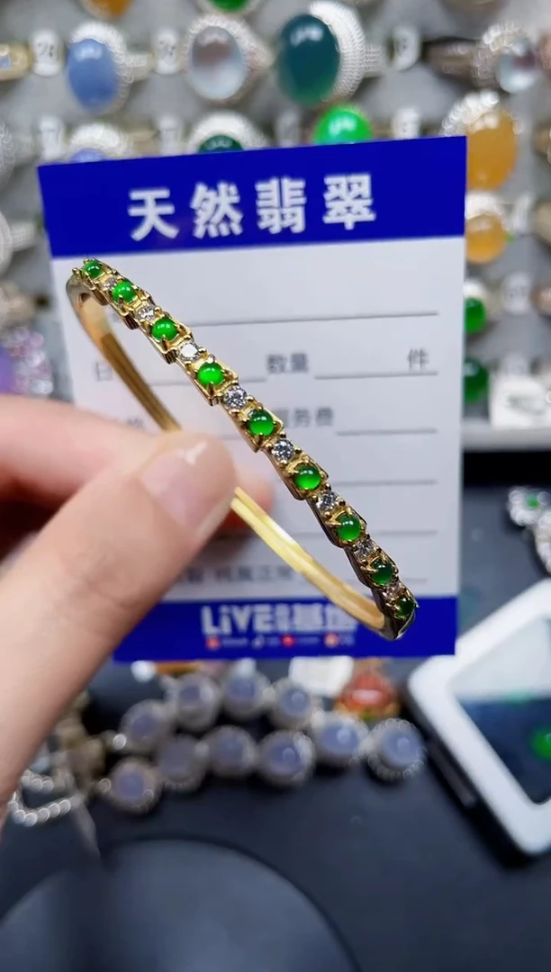 银S925镶嵌手镯翡翠108