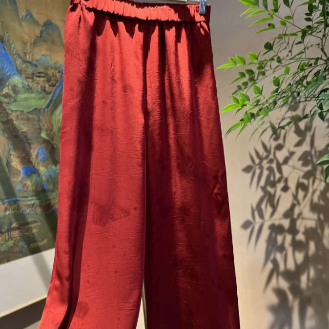 初心 芳华设计新中式复古提花阔腿裤国风百搭九分阔腿裤FH-B030