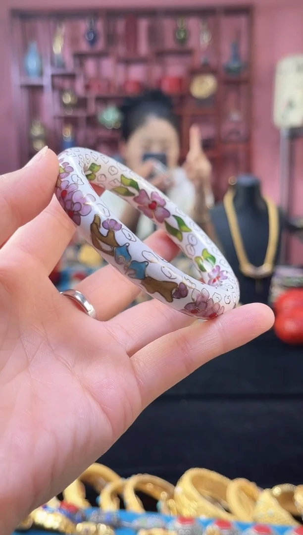 非遗 景泰蓝棍镯 60/宽版 白色