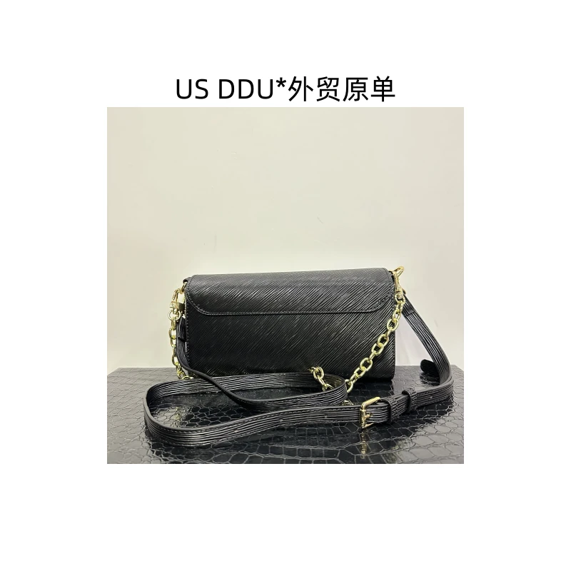 L 黑色扭扭链条时尚百搭单肩斜挎包8096/F012