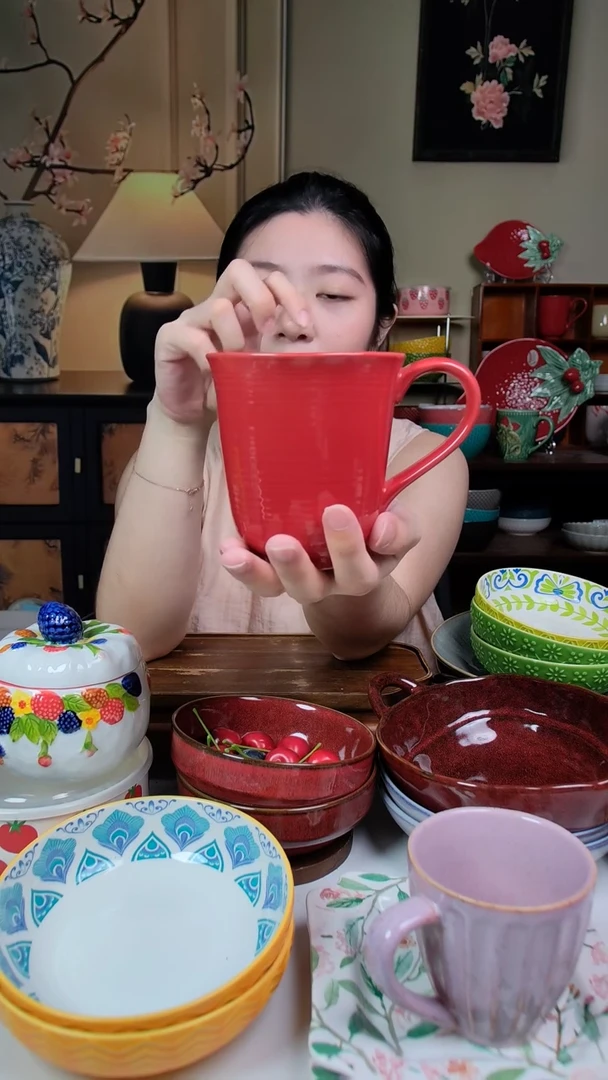 陶瓷红瓷杯子，两只装