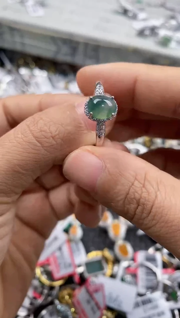 银S925镶嵌戒指翡翠222    7