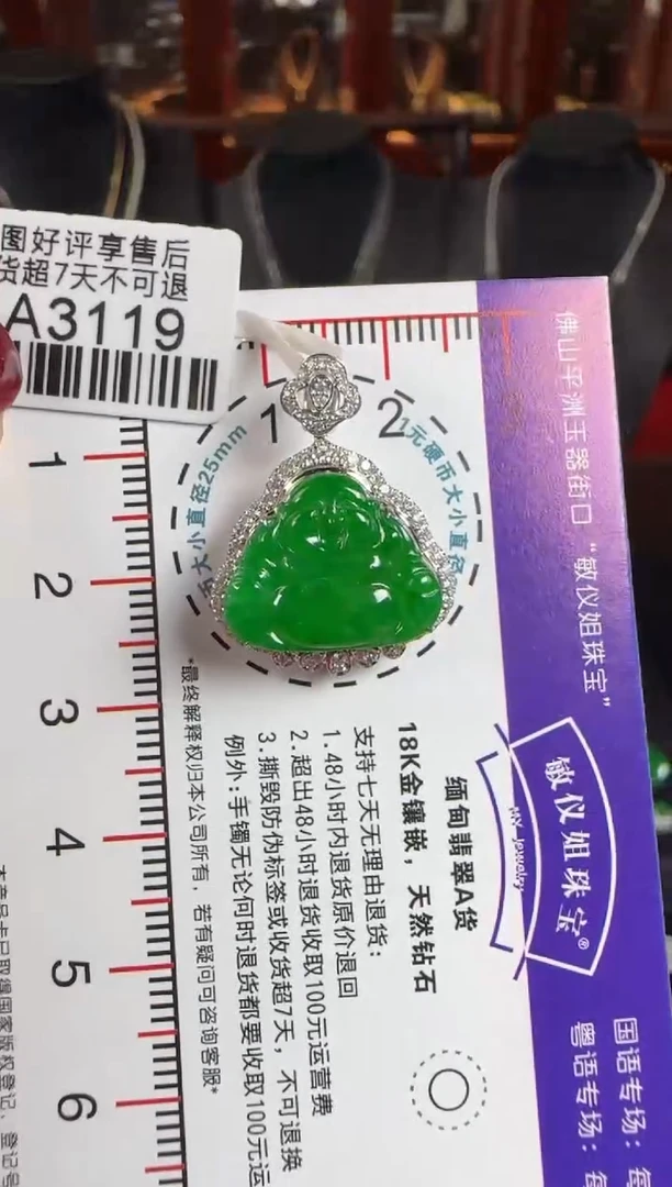 颈饰18K金镶嵌翡翠HA3119佛公