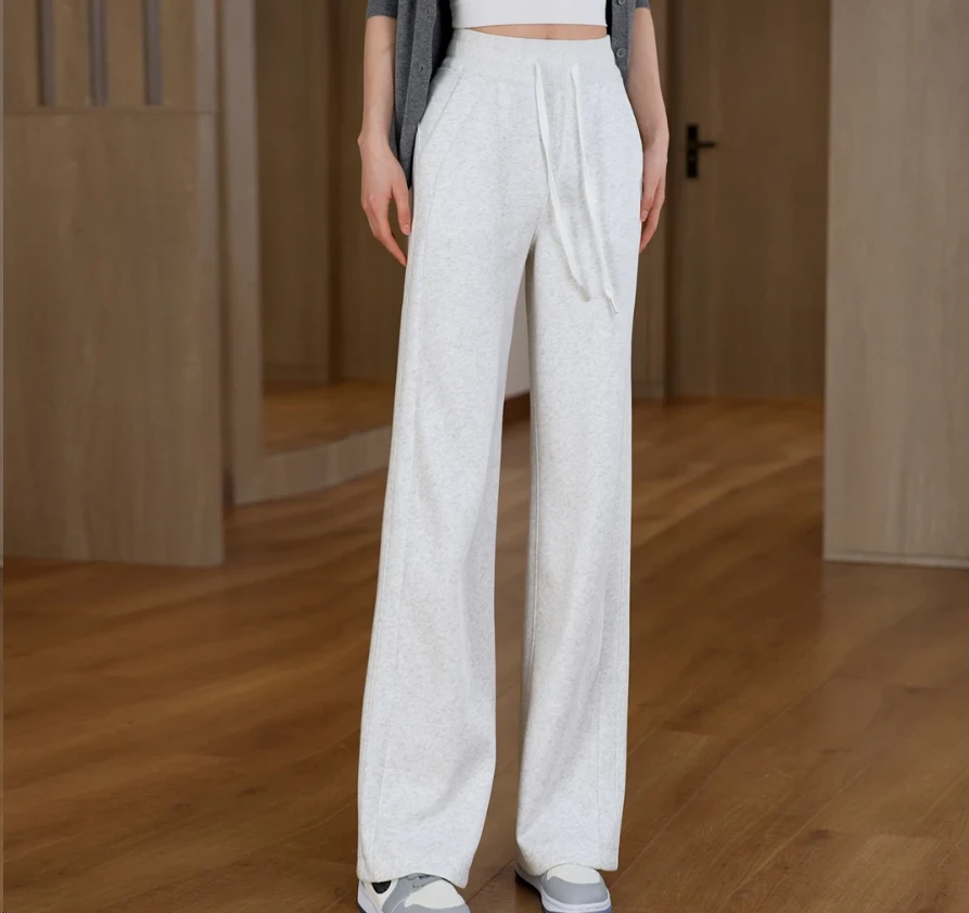 阔腿裤女春季2025年新款高腰小个子垂感直筒裤拖地白色休闲裤