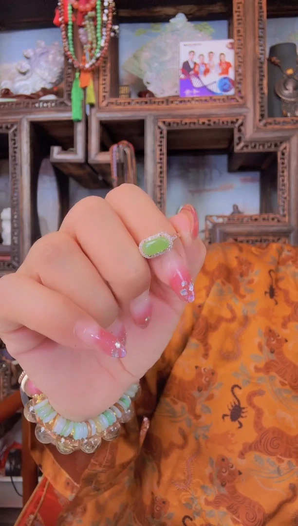 和田玉戒指银S925镶嵌天然