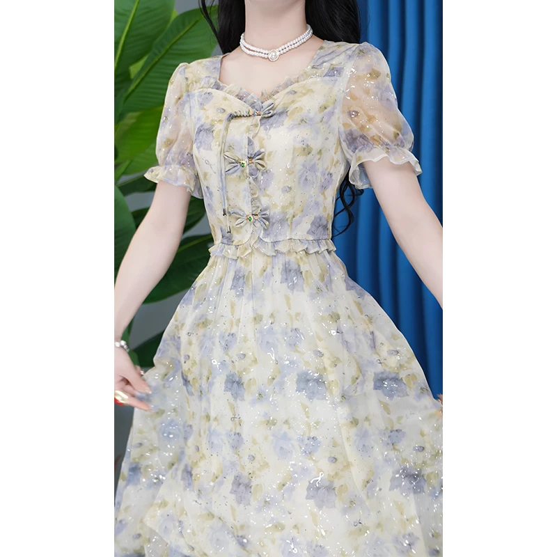 YS-24A93-6收腰显瘦气质中长款连衣裙