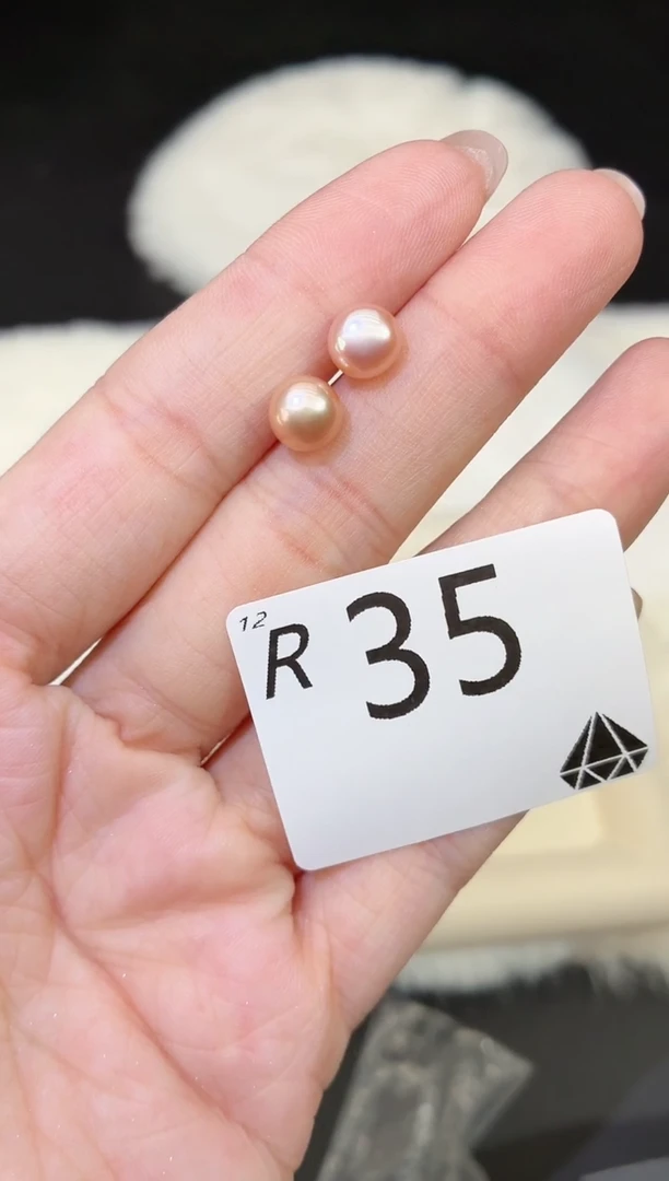 银S925镶嵌耳饰淡水珍珠多样性发一R35