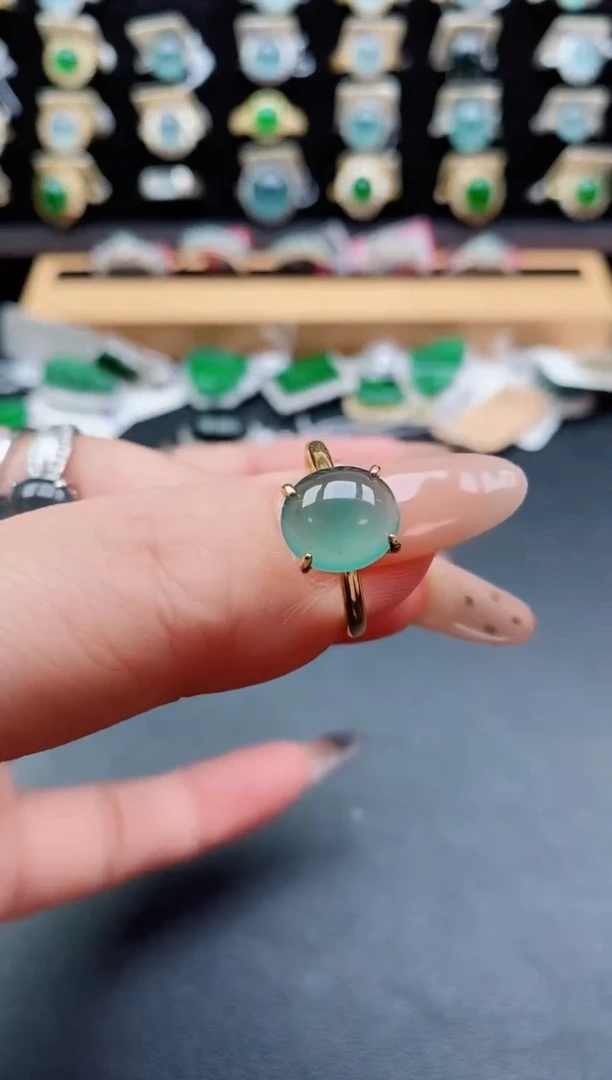 银S925镶嵌戒指翡翠1