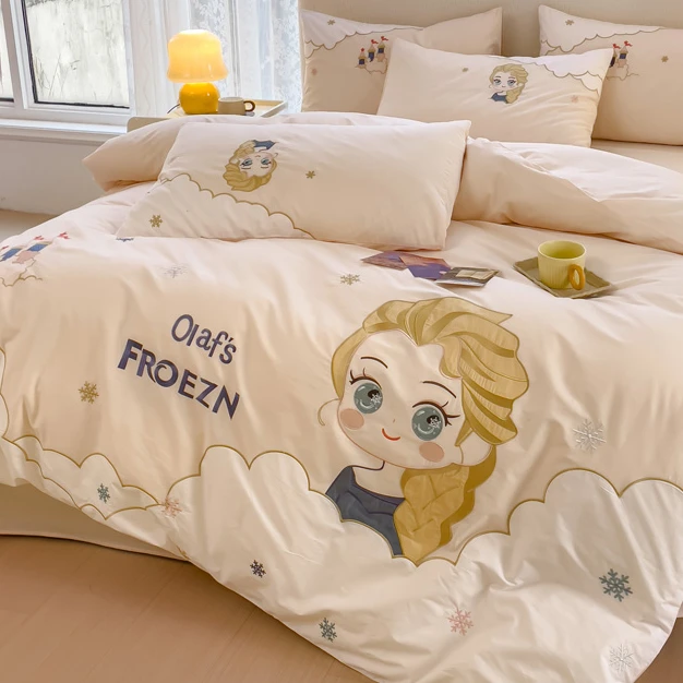 卡通爱莎公主风全棉四件套纯棉被套床单儿童艾莎学生床上三件套4