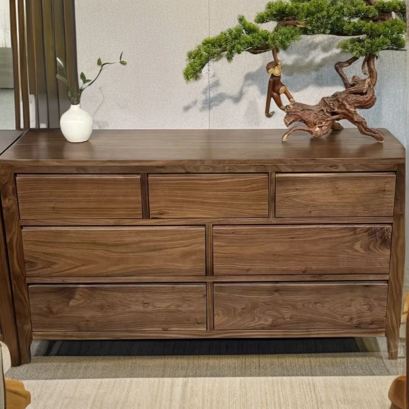 北美黑胡桃斗柜新中式抽屉式七斗柜客厅卧室储物柜轻奢家用收纳柜