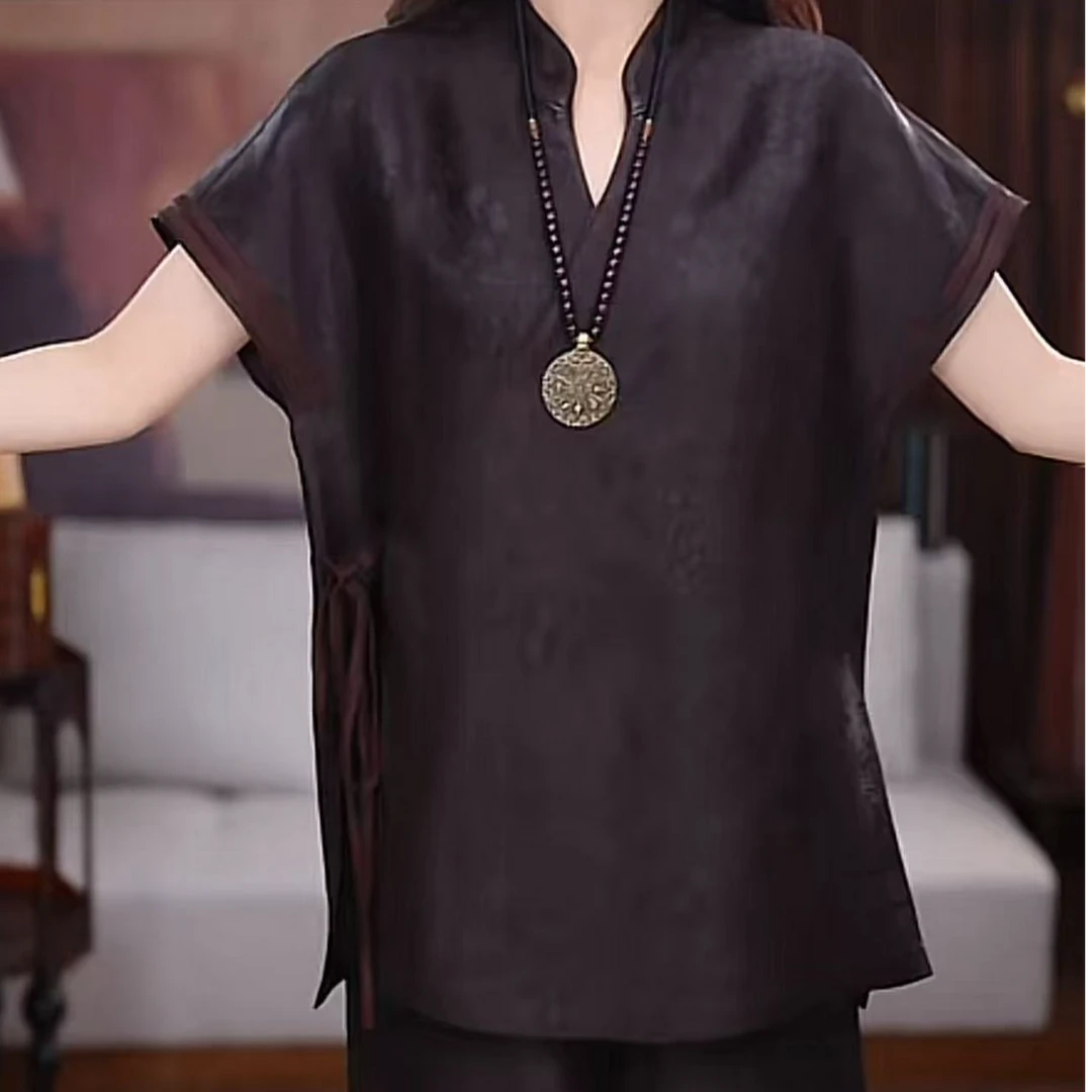 【煜乘】 新中式气质百搭时尚复古显瘦休闲宽松国风夏季短款上衣