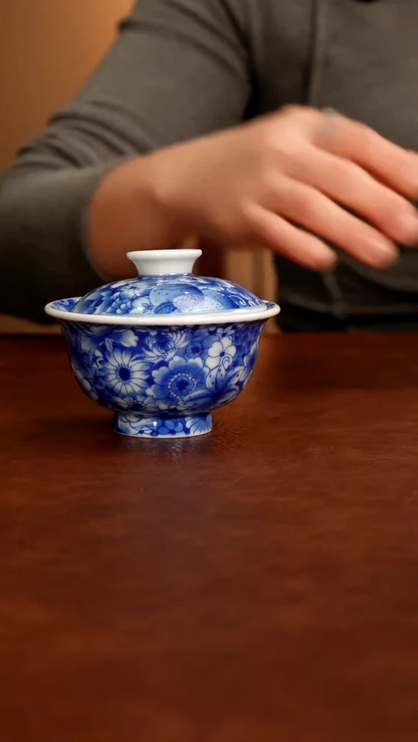 摆件陶景德镇瓷器，青花瓷手绘茶具~