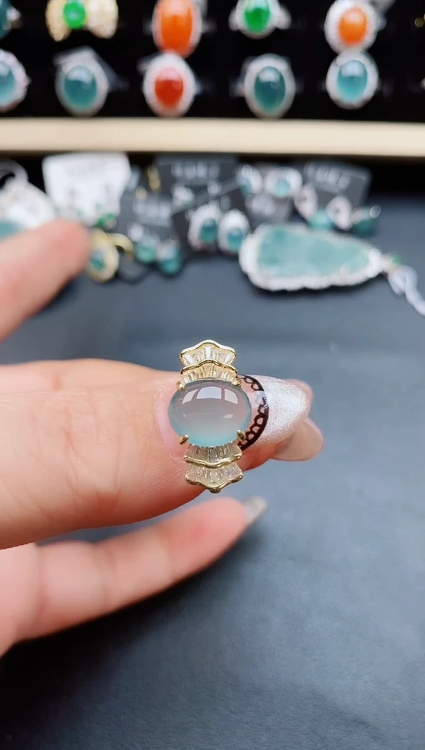 翡翠戒指银S925镶嵌50805508