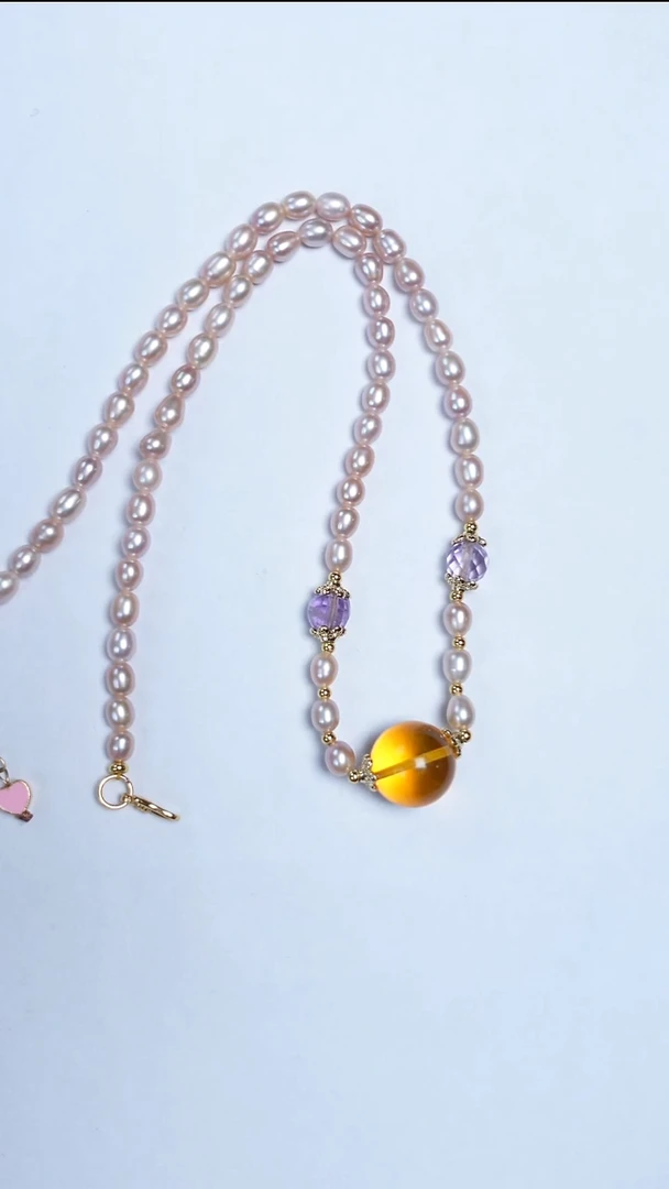 颈饰未镶嵌淡水珍珠珍珠金珀项链