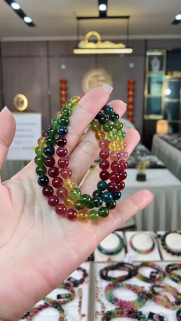 【闪购商品】碧玺三圈手串7mm+未镶嵌（多样性发一条）hon