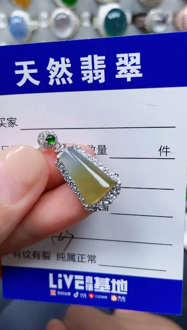 颈饰银S925镶嵌翡翠424