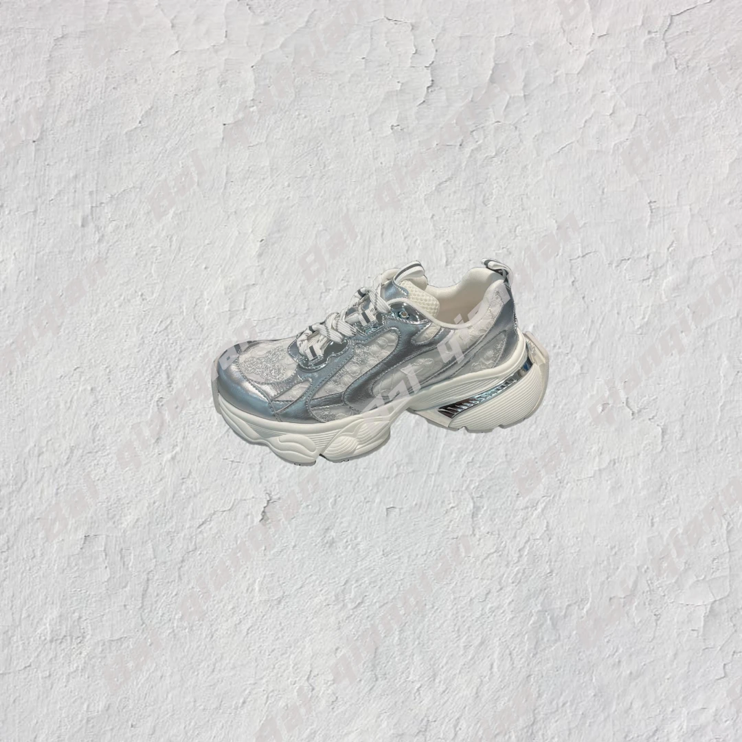 13-6 蕾丝拼皮面厚底运动轻便老爹鞋 潮流新款百搭休闲运动鞋