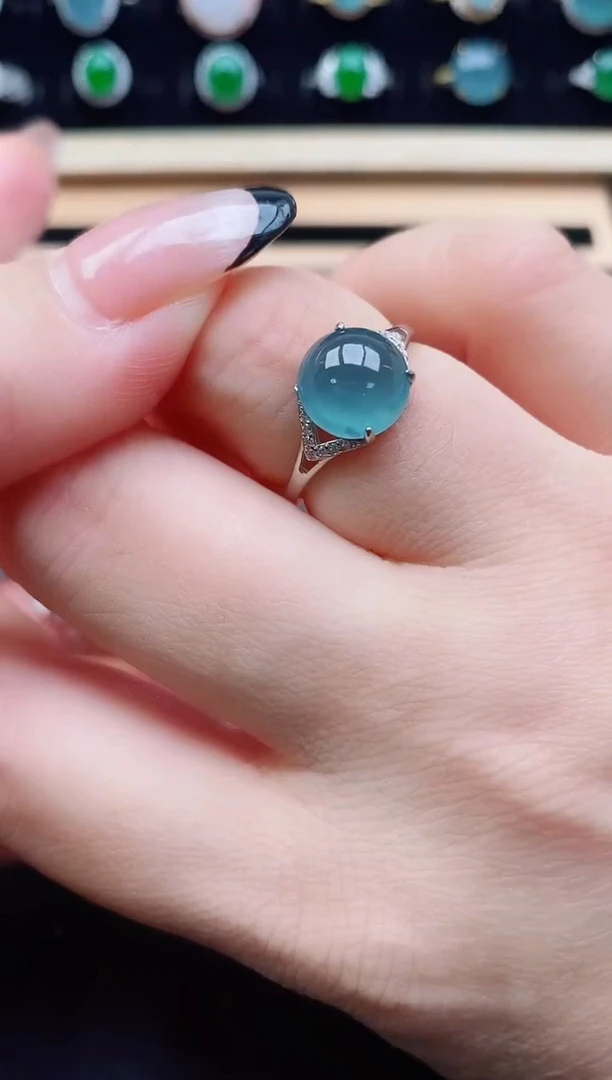 翡翠戒指银S925镶嵌505