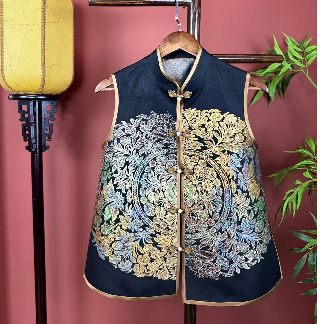 复古新中式西阵织马甲