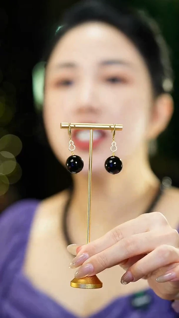 琥珀银S925镶嵌耳环17+翳珀耳环