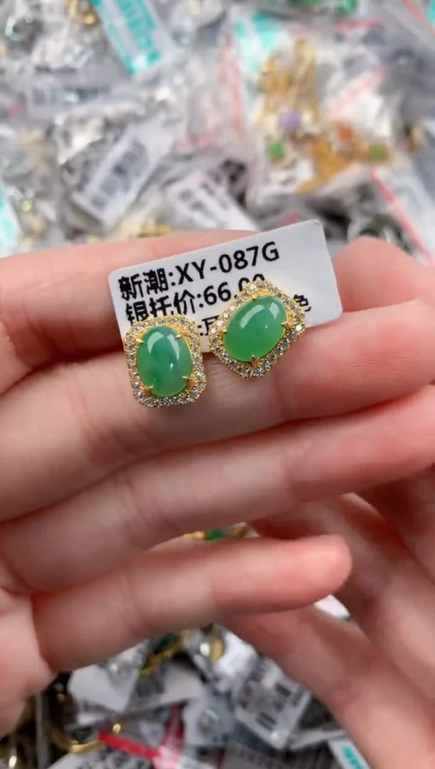 银S925镶嵌戒指翡翠111      10