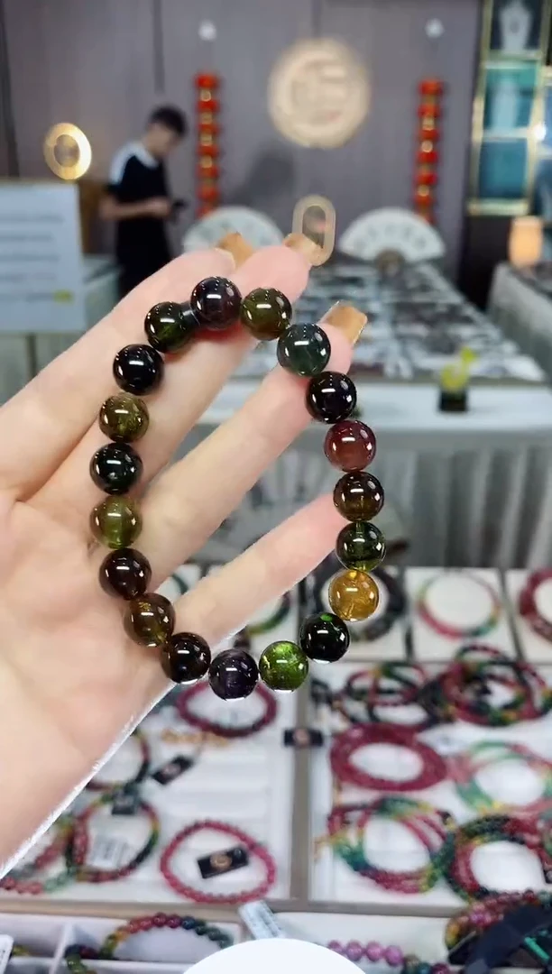 未镶嵌老矿碧玺黑糖净体单圈手串10mm+碧玺dan多样性发货一条