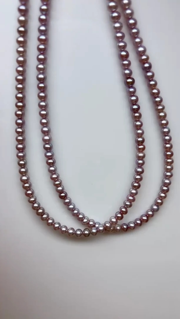 项链未镶嵌淡水珍珠深紫馒头珠4mm