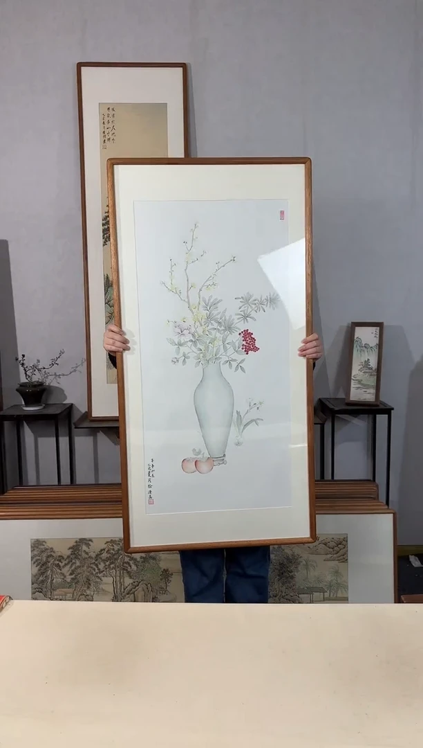 国画手绘*事事如意*62*122cm带框发货
