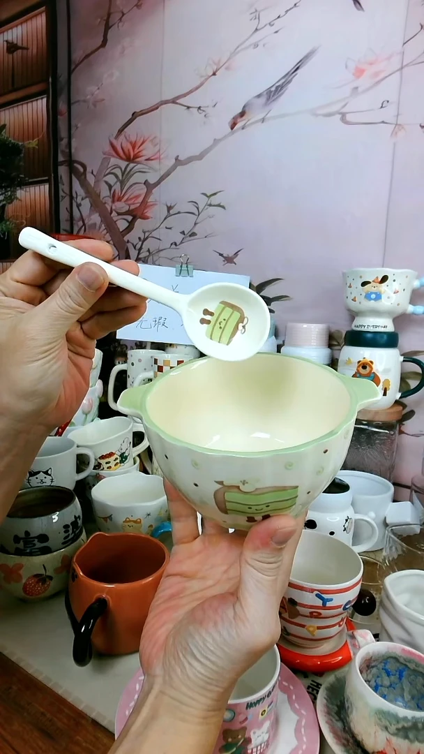 【茶瓷物语闪购福利】抹茶绿双耳碗
