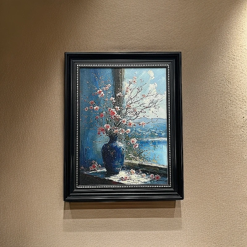 152最新款碧桃花现代简约油画客厅卧室餐厅背景墙壁画装饰画