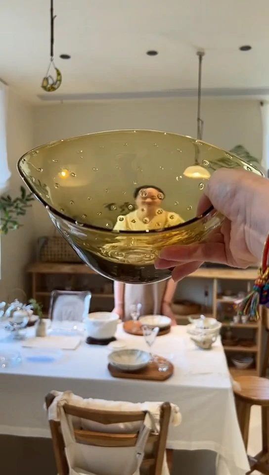 摆件000000气泡大沙拉碗棕2835