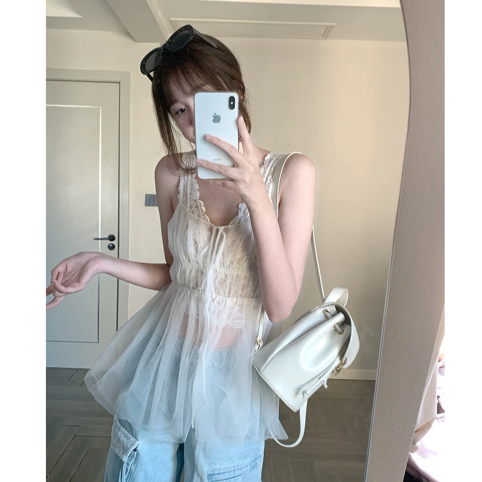 【花房少女】吊带背心女内搭纯欲性感上衣/蕾丝内搭通勤辣妹夏季