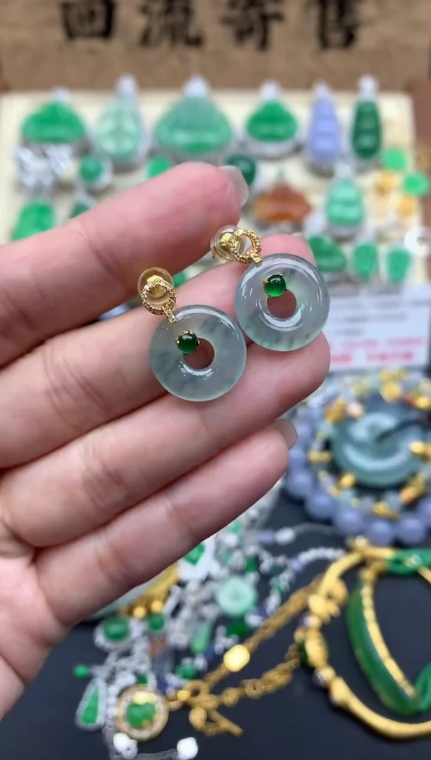 【闪购商品】翡翠耳饰18K金镶嵌388-中国好珍宝