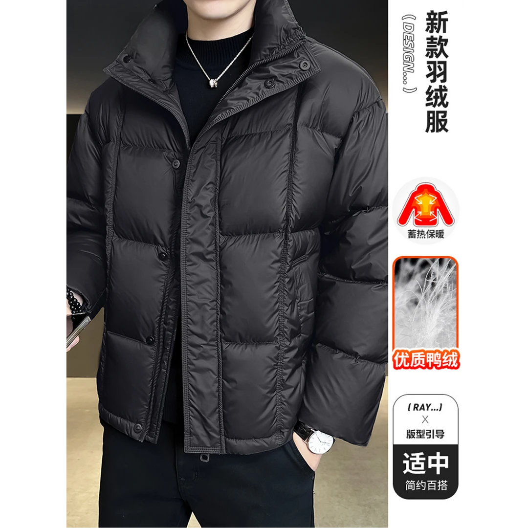 法尔利格白鸭绒立领羽绒服男士冬新款休闲百搭加厚保暖外套男上衣