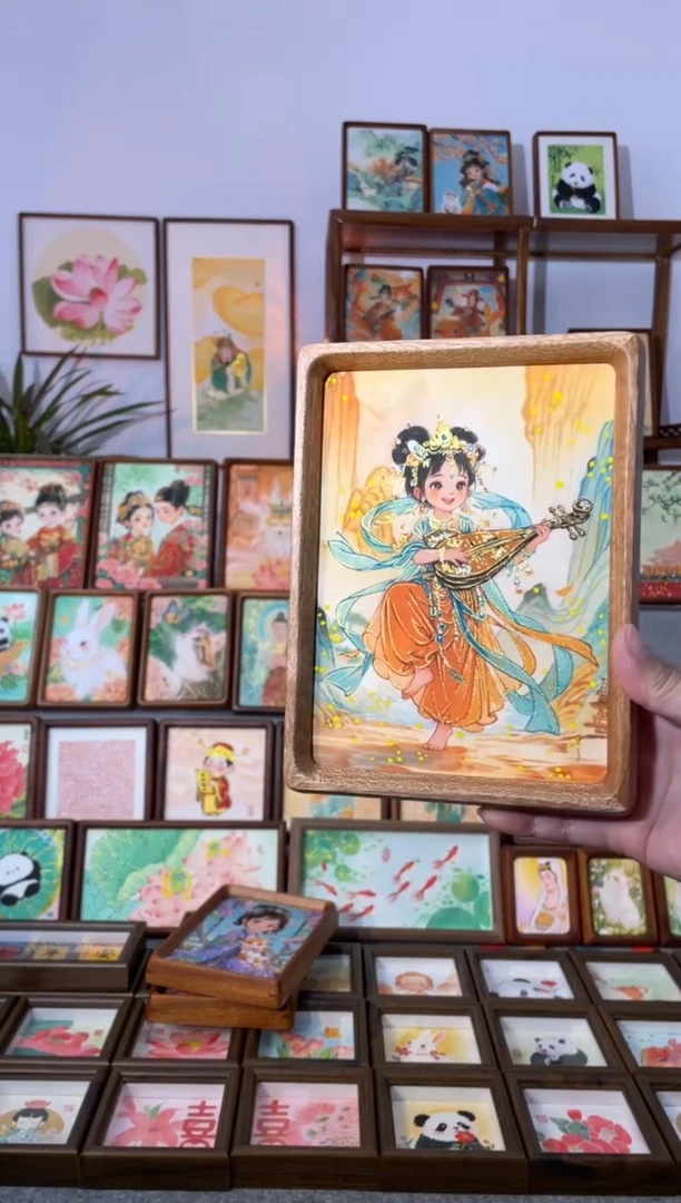 国画【敦煌女孩】手绘国画摆台