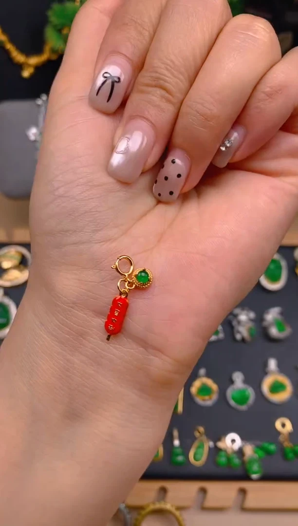 吊坠(不含链)银S925镶嵌翡翠糖葫芦