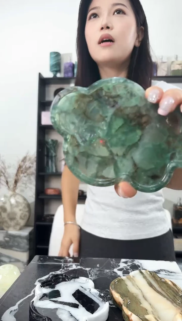 石材绿水晶云朵盘026