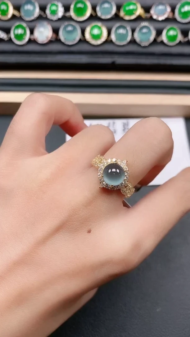 翡翠戒指银S925镶嵌1111